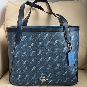 Coach tote, denim blue and navy